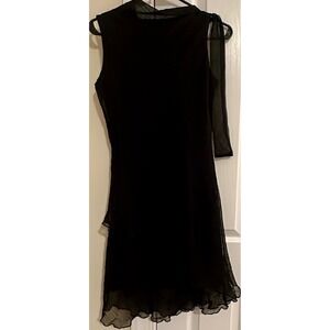 Luna Louis  Black Drape Front Sleeveless Dress‎ Women's Size S Party Cocktail